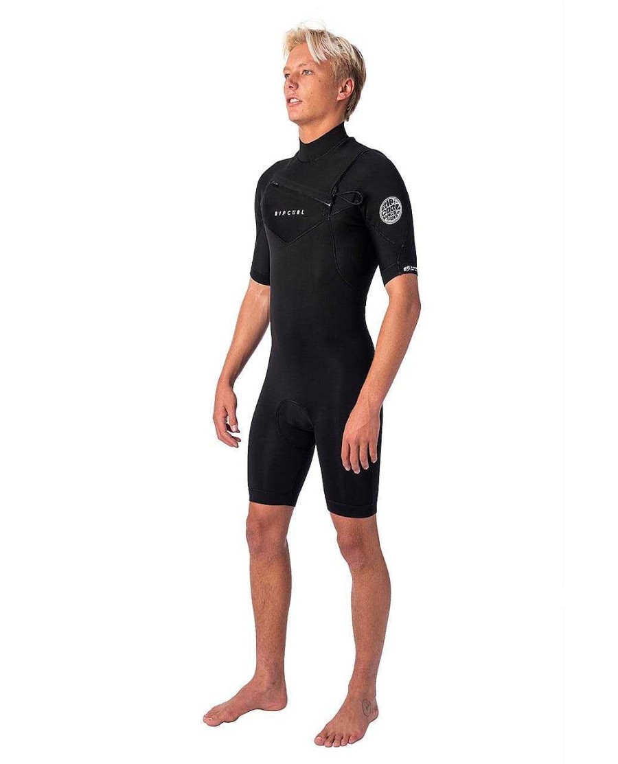 Men Rip Curl Springsuits | Dawn Patrol 2/2 Chest Zip Wetsuit Spring Black