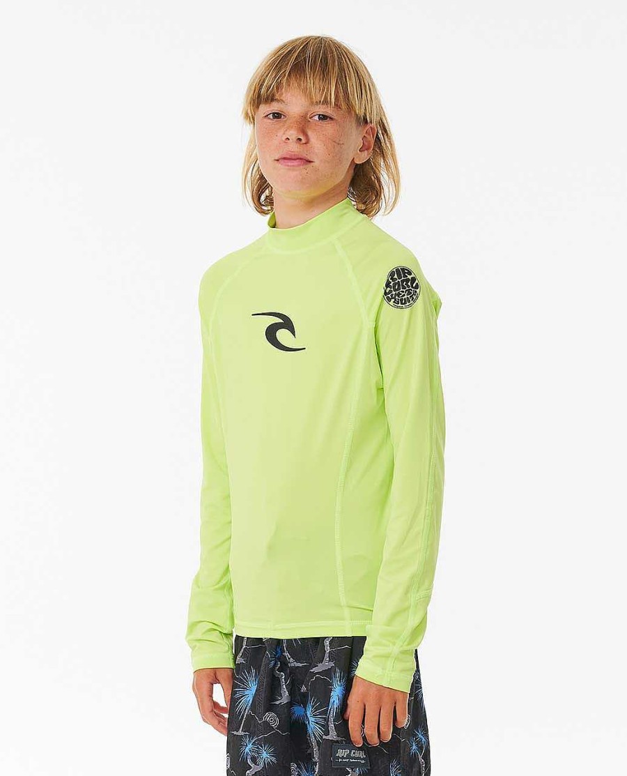 Kids Rip Curl Rash Guards & Vest | Brand Wave Uv Long Sleeve Rash Vest - Boys (8-16 Years)