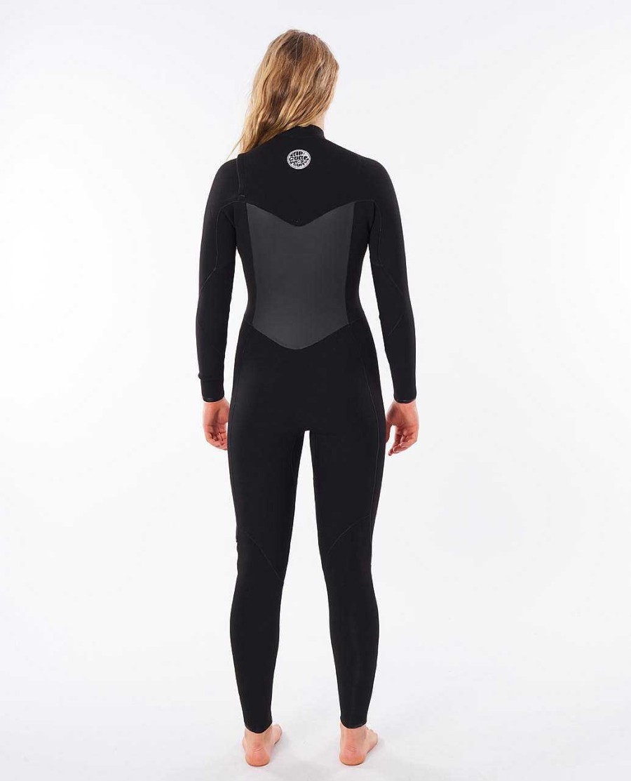 Women Rip Curl Fullsuits | E6 Women'S Flashbomb 4/3 Chest Zip Wetsuit Black