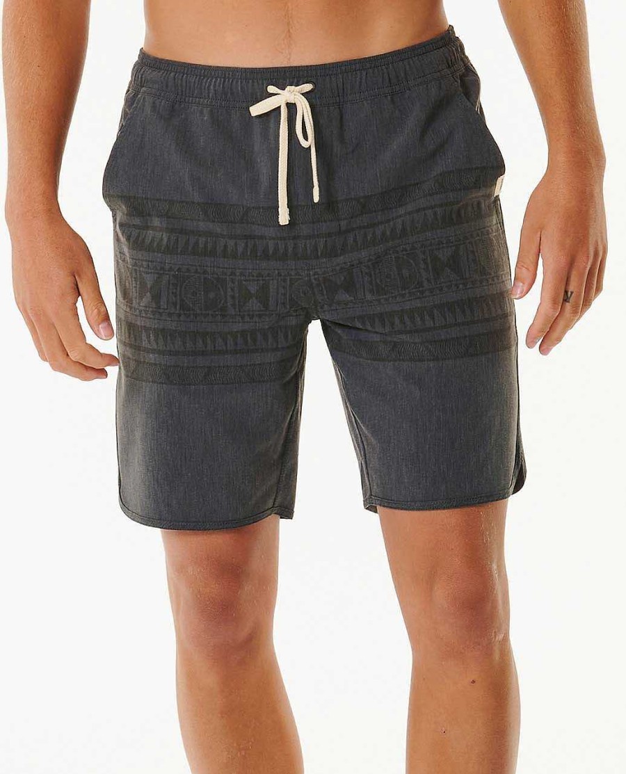 Men Rip Curl Shorts | Boardwalk Saltwater Culture Land Lines Walkshort Washed Black