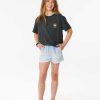 Girls Rip Curl Tops & Tees | Meribella Heritage Tee - Girls (8-14 Years) Washed Black