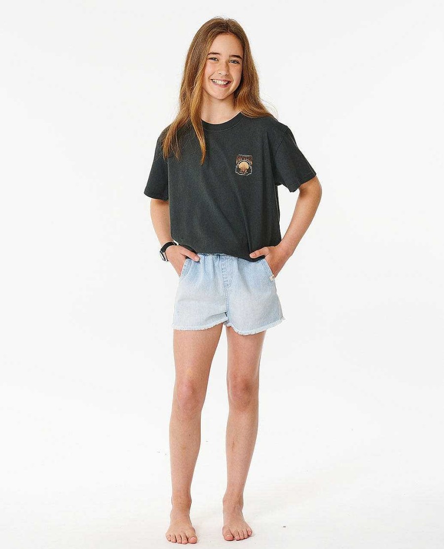 Girls Rip Curl Tops & Tees | Meribella Heritage Tee - Girls (8-14 Years) Washed Black