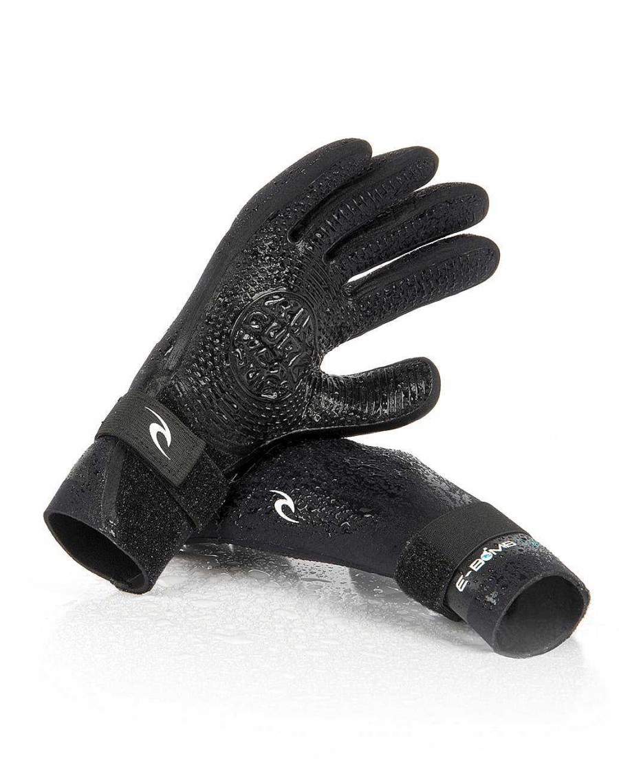 Men Rip Curl Booties Gloves & Hoods | E Bomb Stitchless Surf Gloves 2Mm Black