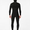 Men Rip Curl Fullsuits | E7 E-Bomb 5/4 Hooded Zip Free Fullsuit Wetsuit Black