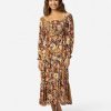 Women Rip Curl Dresses & Rompers | Mystic Floral Long Sleeve Maxi Black