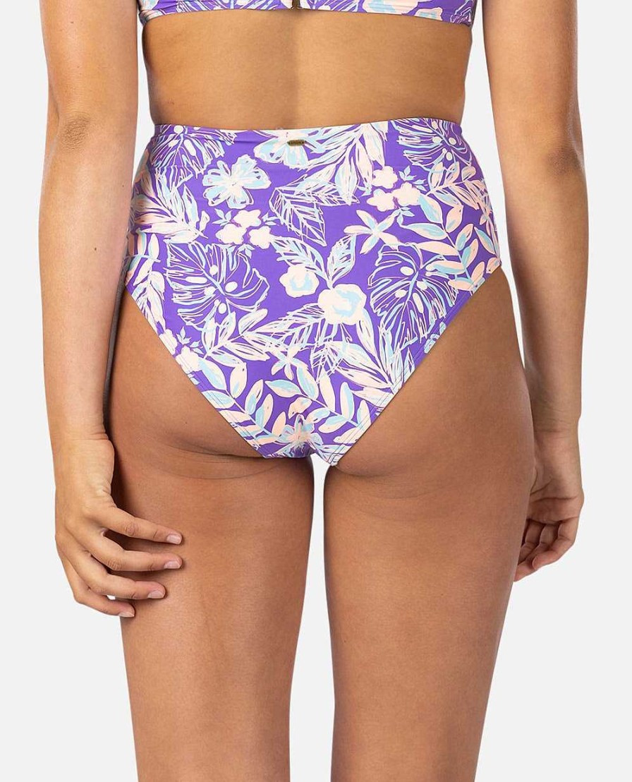 Women Rip Curl Bikini Bottoms | Palm Party High Leg Good Coverage Bikini Bottom Purple