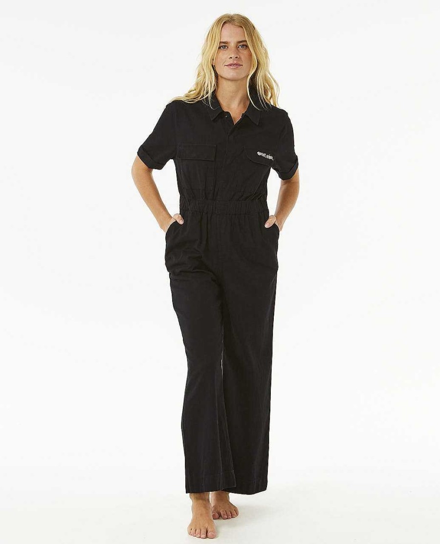 Women Rip Curl Dresses & Rompers | Holiday Boilersuit Coveralls Washed Black