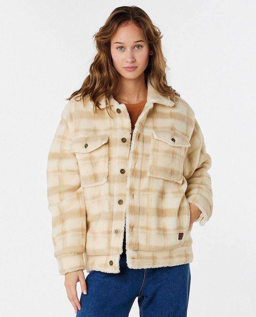 Women Rip Curl Jackets | Sunrise Session Sherpa Lined Button Up Jacket