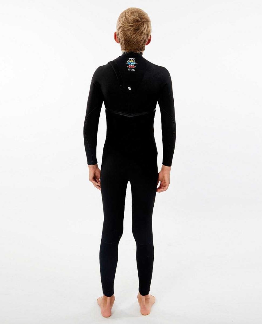 Kids Rip Curl Fullsuits | E6 Junior Flashbomb 4/3 Chest Zip Wetsuit Black