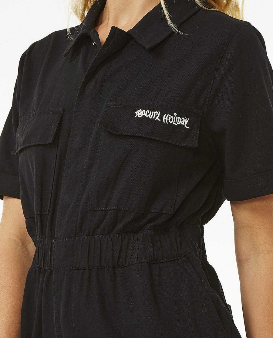 Women Rip Curl Dresses & Rompers | Holiday Boilersuit Coveralls Washed Black