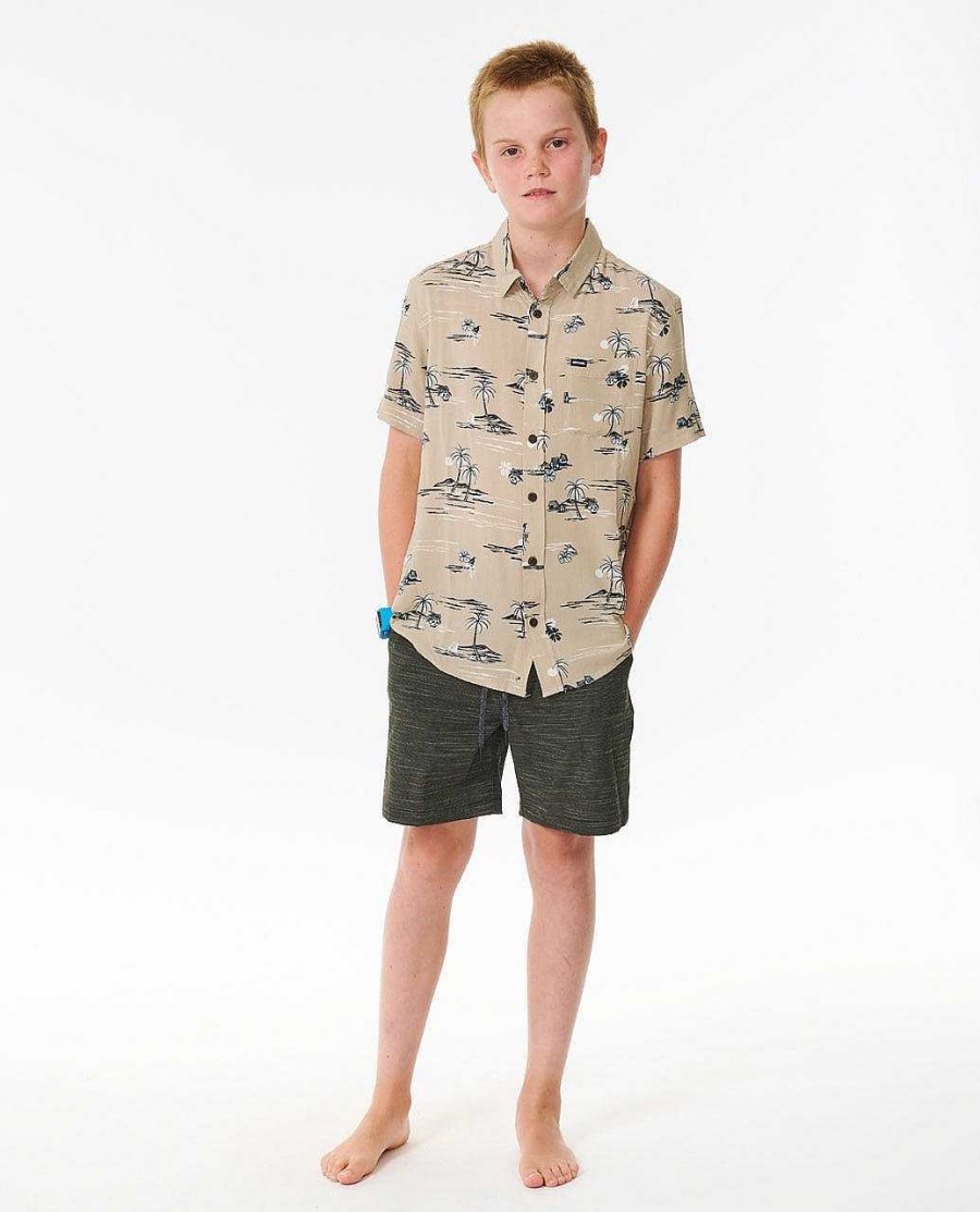 Boys Rip Curl Tops & Tees | Party Shack Short Sleeve Shirt - Boys (8-16 Years) Taupe