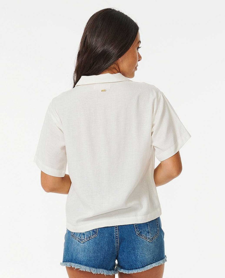 Women Rip Curl Shirts & Tops | Pacific Dreams Embroidered Shirt Cream