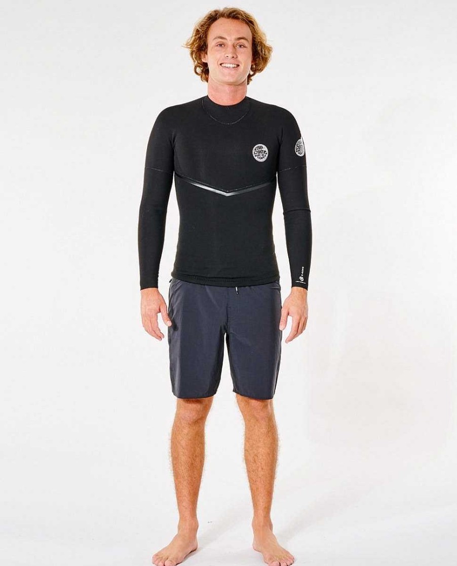 Men Rip Curl Jackets Vests & Bottoms | E6 E-Bomb 1.5 Mm Gb Sealed Long Sleeve Wetsuit Jacket Black