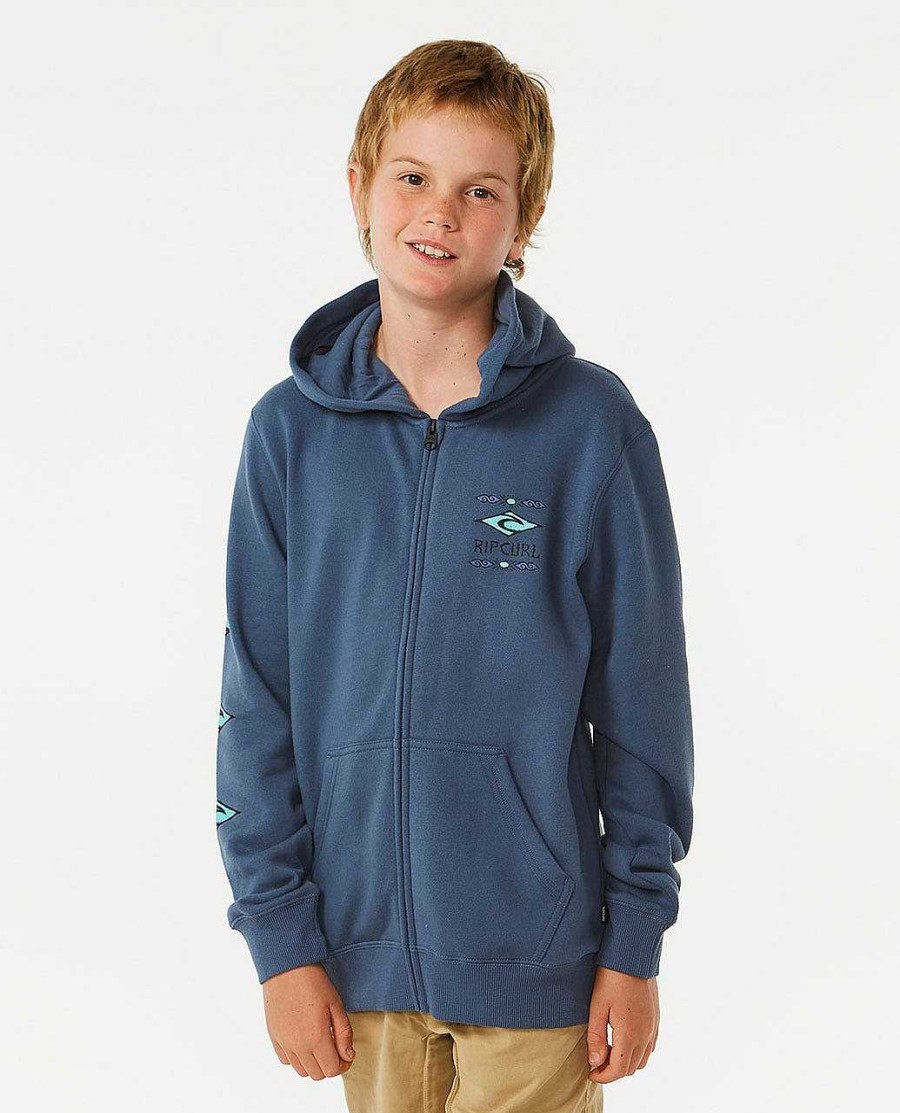 Boys Rip Curl Hoodies & Fleece | Lost Island Zip Through Fleece - Boys (8-16 Years) Vintage Navy