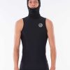 Men Rip Curl Jackets Vests & Bottoms | Flashbomb 0.5Mm Hooded Vest Black