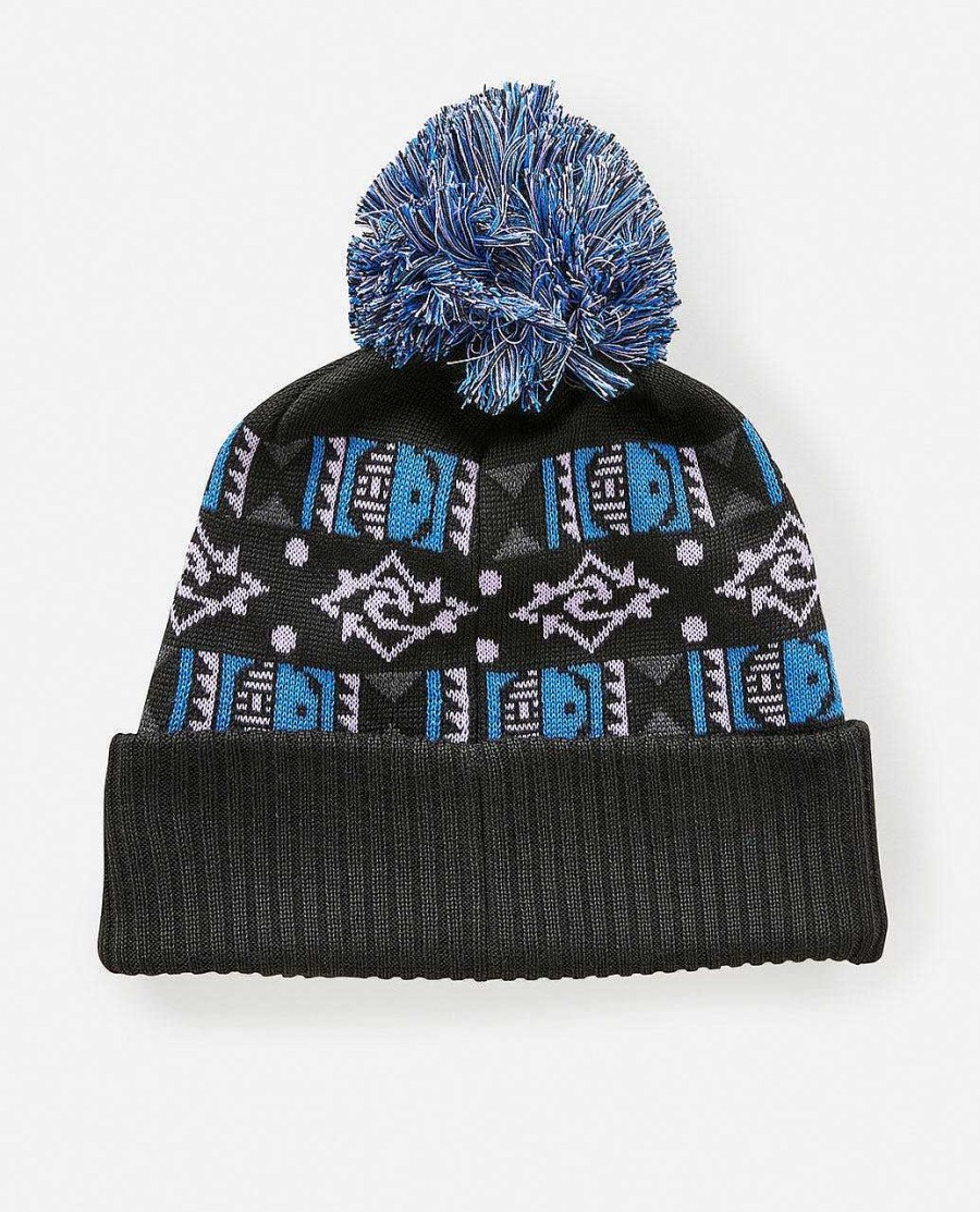 Men Rip Curl Hats & Beanies | Swc Jacquard Tall Beanie Black