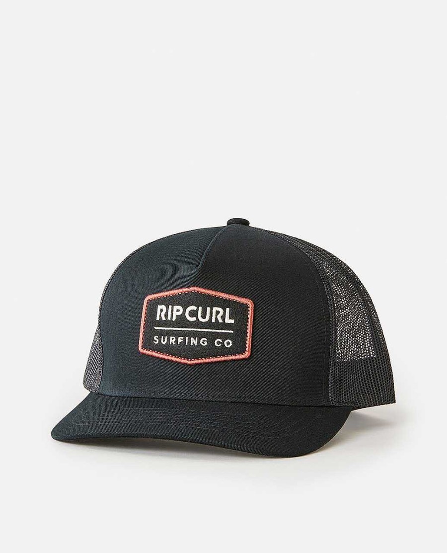 Men Rip Curl Hats & Beanies | Marker Curve Trucker Cap Black