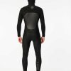 Men Rip Curl Fullsuits | E7 Flashbomb 6/4 Hooded Chest Zip Fullsuit Wetsuit Black