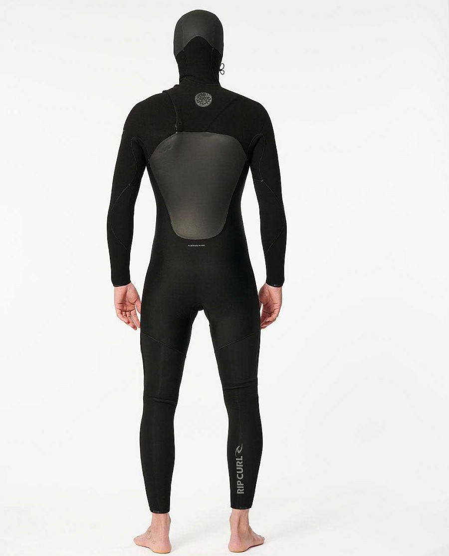 Men Rip Curl Fullsuits | E7 Flashbomb 6/4 Hooded Chest Zip Fullsuit Wetsuit Black