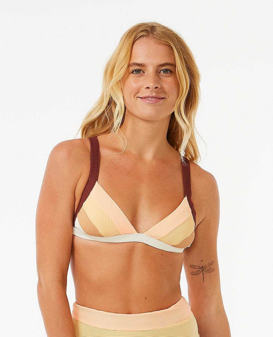 Women Rip Curl Bikini Tops | Block Party Spliced Fixed Triangle Bikini Top