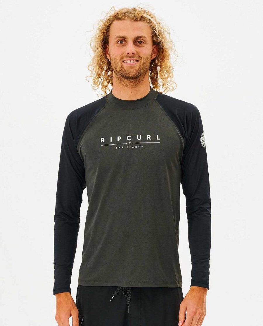 Men Rip Curl Rash Guards | Shockwave Long Sleeve Upf Rash Vest