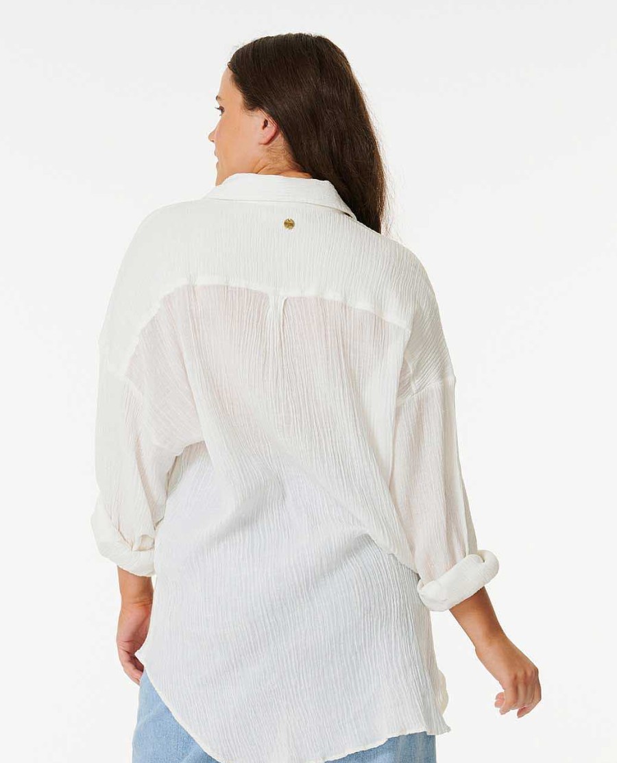 Women Rip Curl Shirts & Tops | Premium Linen Long Sleeve Button Through Shirt