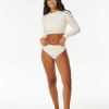 Women Rip Curl Bikini Bottoms | Ellis High Waisted Good Coverage Bikini Bottoms Cream