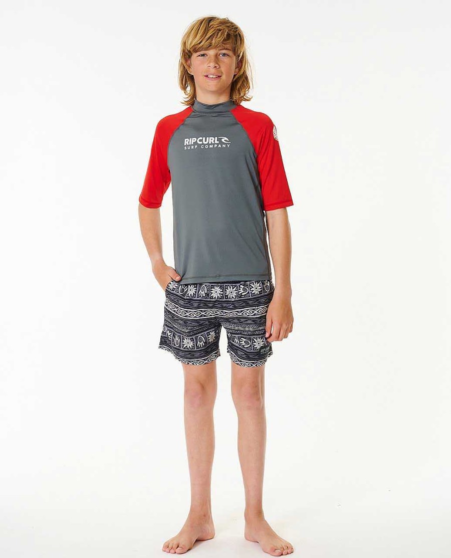 Kids Rip Curl Rash Guards & Vest | Shock Uv Short Sleeve Rash Vest - Boys (8-16 Years)