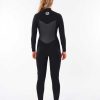 Women Rip Curl Fullsuits | E6 Women'S Flashbomb 3/2 Chest Zip Wetsuit Black