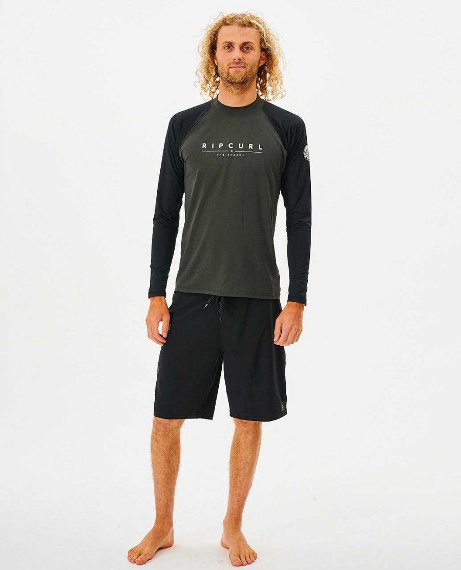 Men Rip Curl Rash Guards | Shockwave Long Sleeve Upf Rash Vest