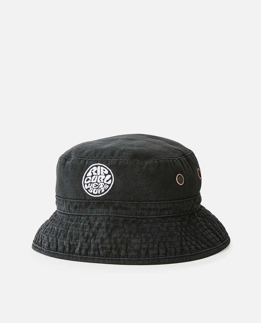 Men Rip Curl Hats & Beanies | Wetsuit Icon Mid Brim Hat Black