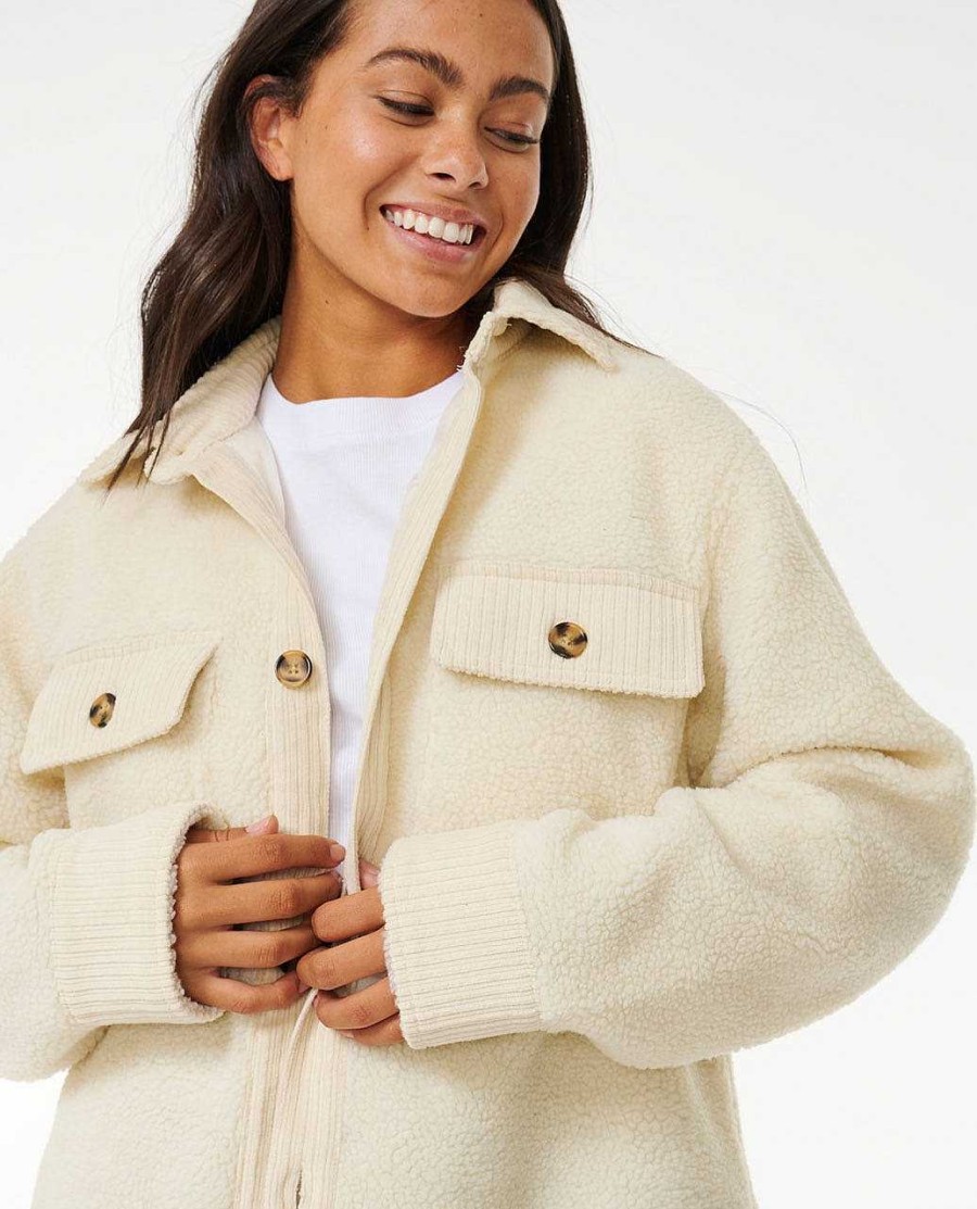 Women Rip Curl Jackets | Pacific Dreams Sherpa Jacket Natural