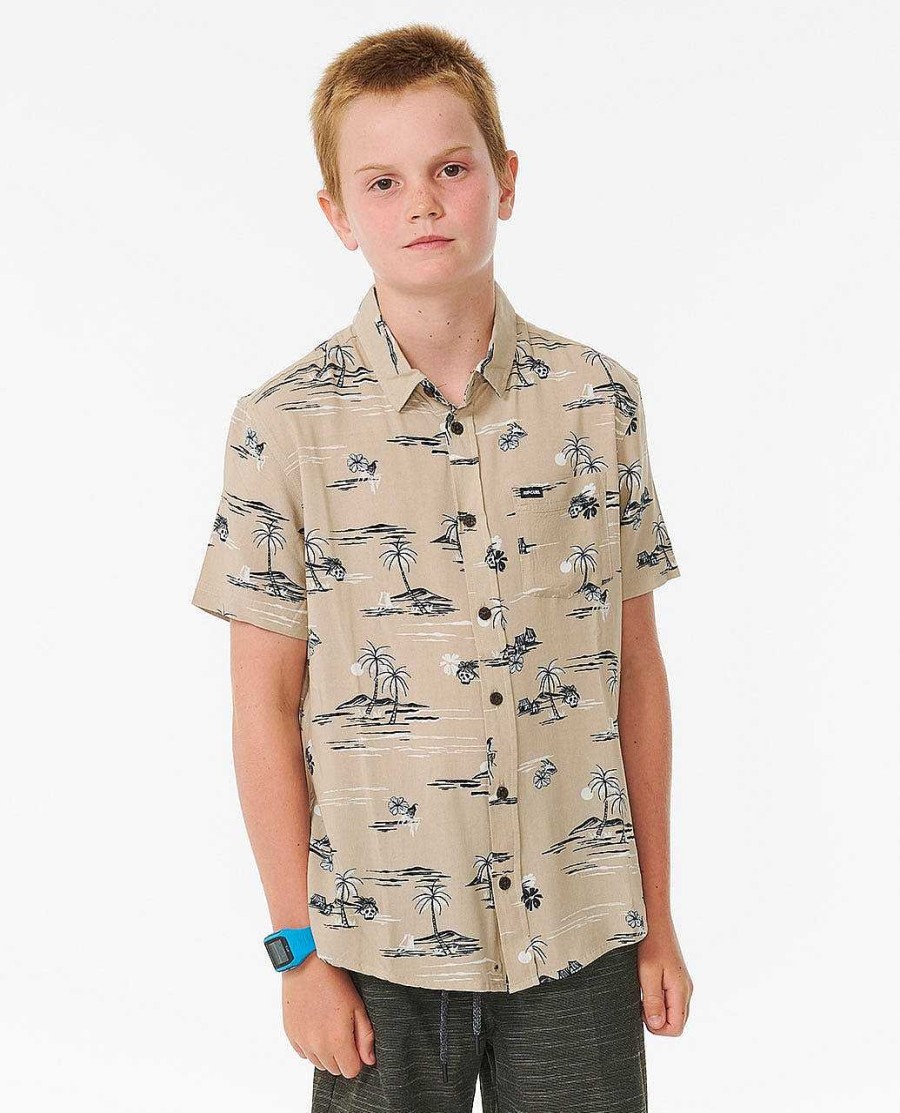 Boys Rip Curl Tops & Tees | Party Shack Short Sleeve Shirt - Boys (8-16 Years) Taupe