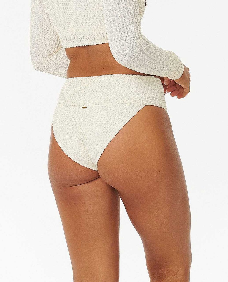 Women Rip Curl Bikini Bottoms | Ellis High Waisted Good Coverage Bikini Bottoms Cream