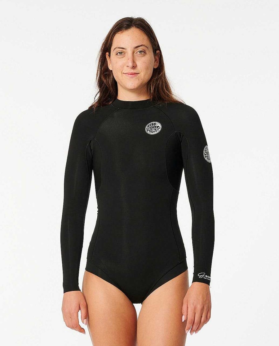 Women Rip Curl Springsuits | G-Bomb 2.0 1Mm Long Sleeve Spring Suit Black