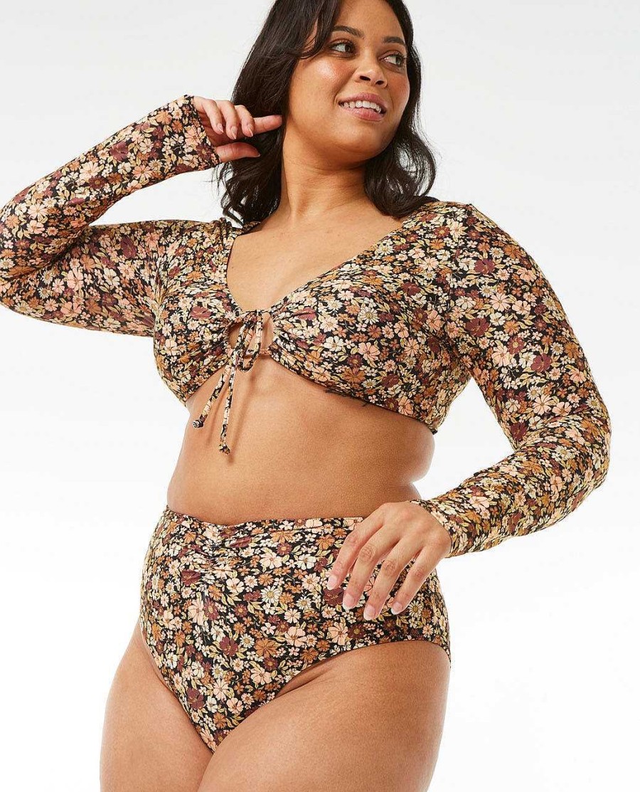 Women Rip Curl Bikini Tops | Sea Of Dreams Long Sleeve Crop Brown