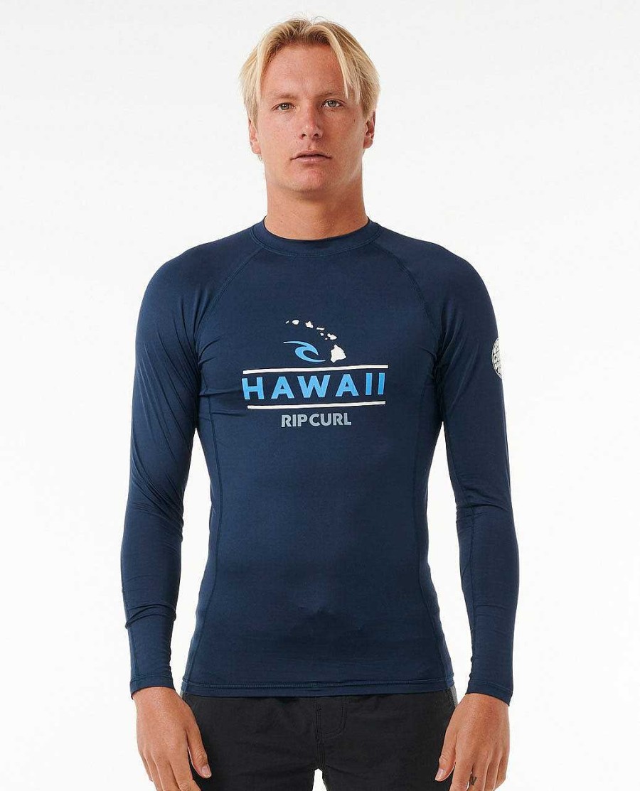 Men Rip Curl Rash Guards | Hawaii Upf50+ Performance Long Sleeve Rash Vest