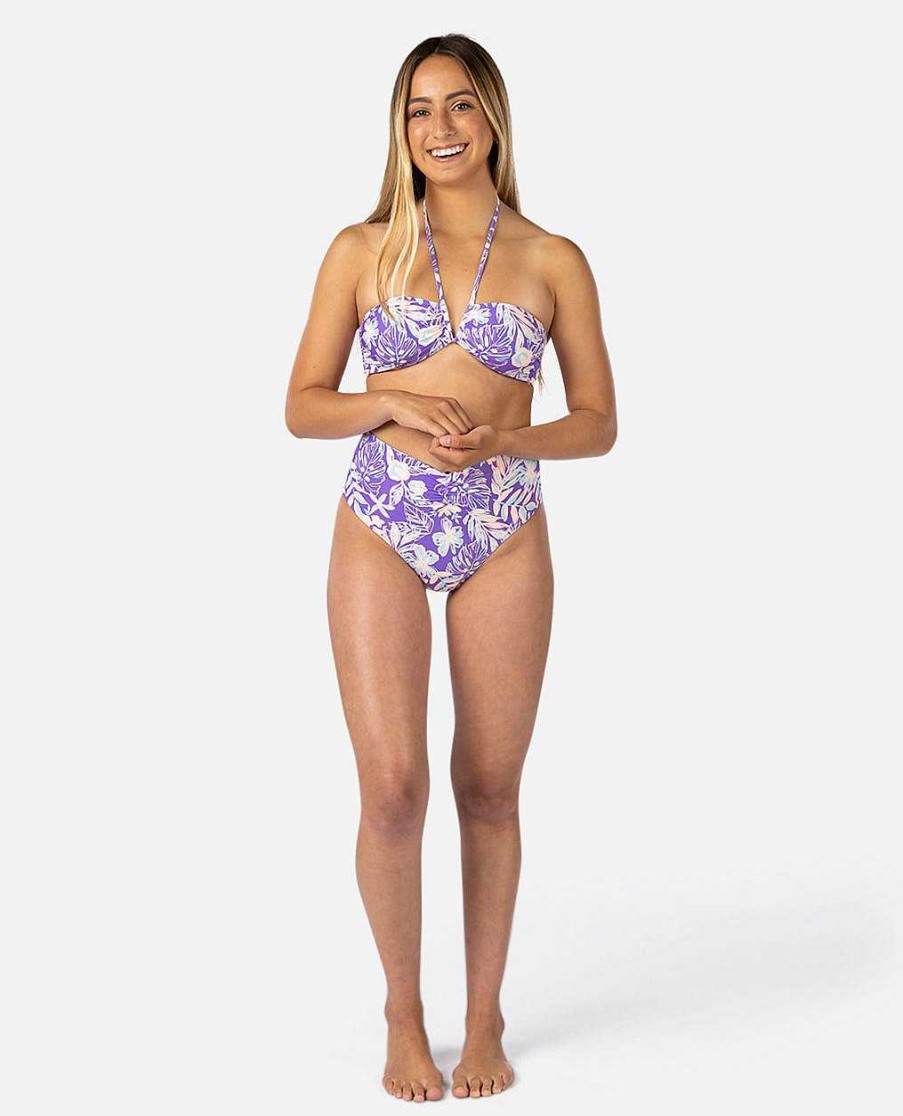 Women Rip Curl Bikini Bottoms | Palm Party High Leg Good Coverage Bikini Bottom Purple