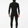 Men Rip Curl Fullsuits | E7 E-Bomb 4/3 Hooded Zip Free Fullsuit Wetsuit Black