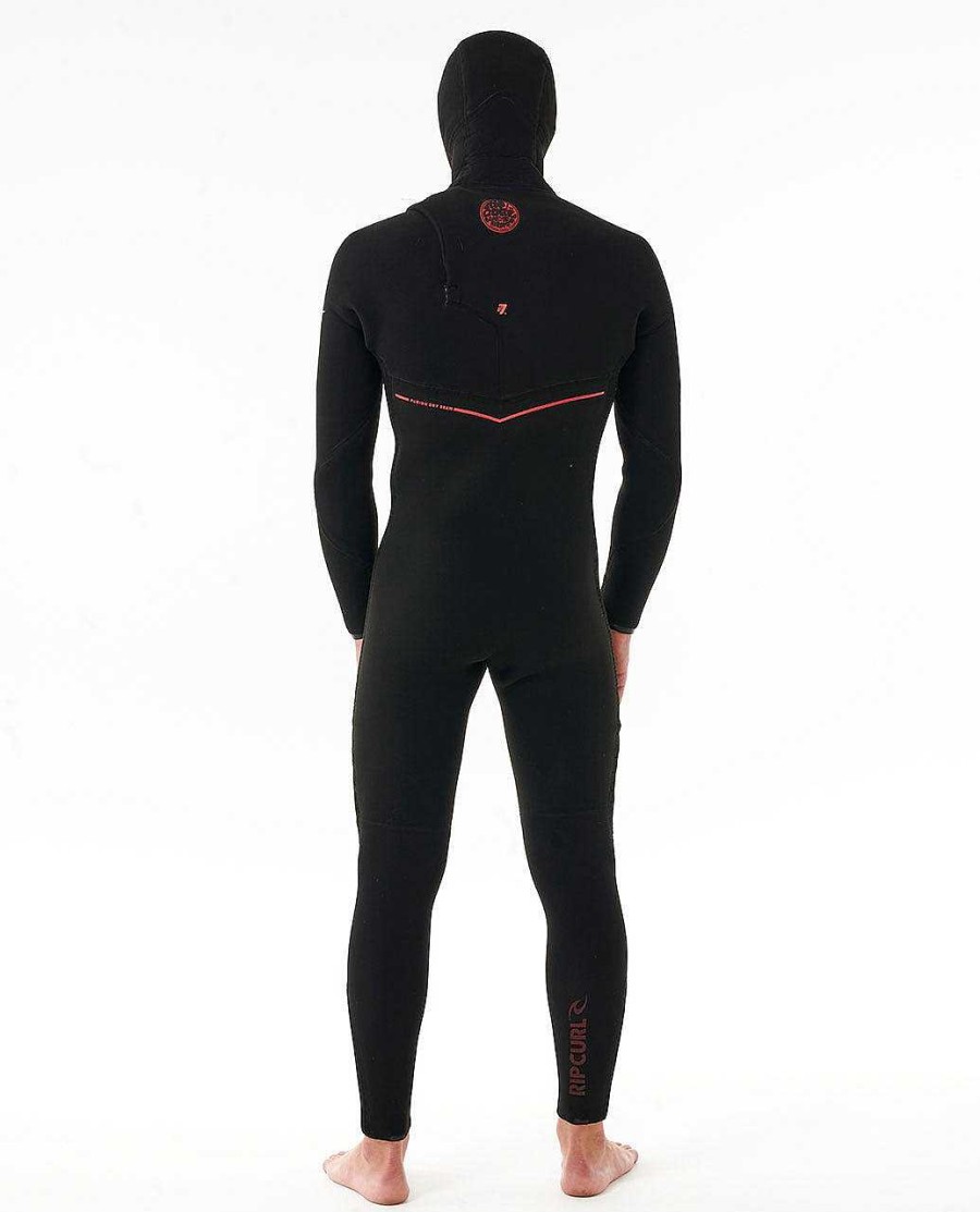 Men Rip Curl Fullsuits | E7 Flashbomb Fusion 5/4 Hood Zip Free Fullsuit Wetsuit Black