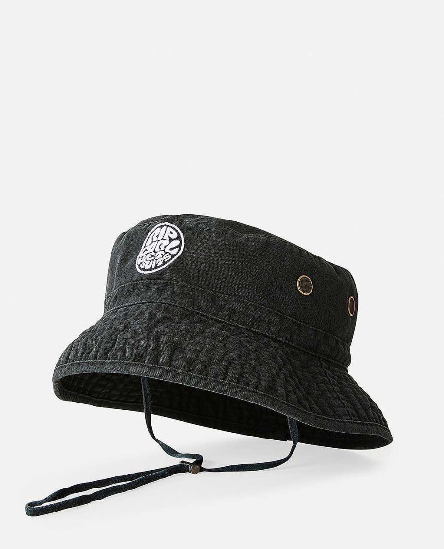 Men Rip Curl Hats & Beanies | Wetsuit Icon Mid Brim Hat Black