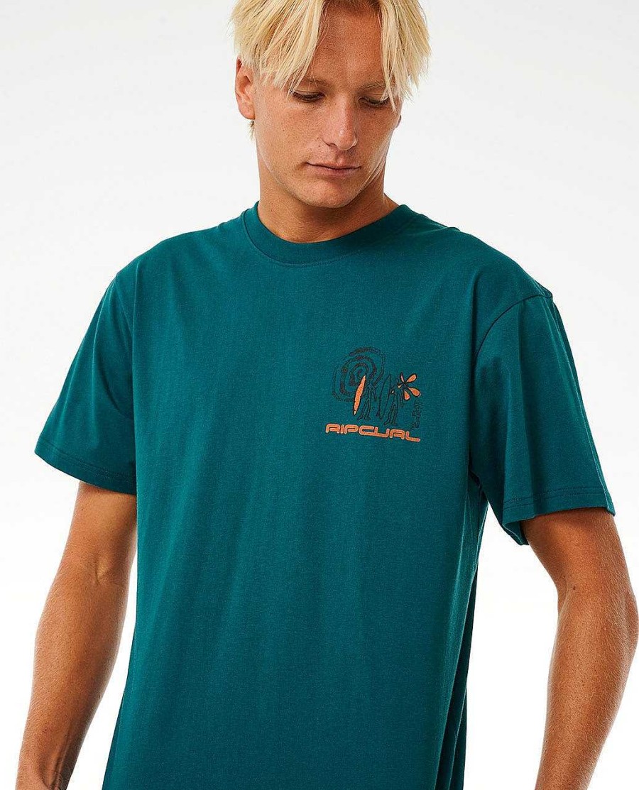 Men Rip Curl Tees & Tanks | Vaporcool Journeys Trip Tee Blue Green