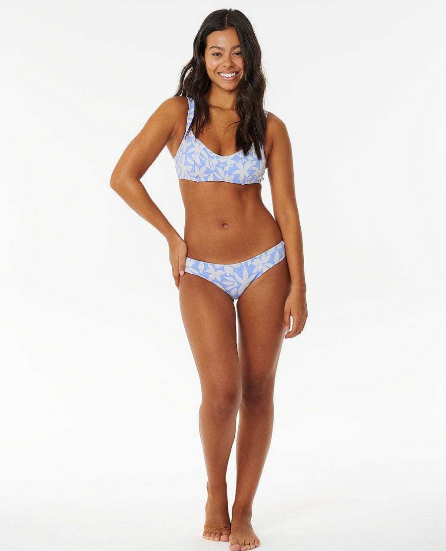 Women Rip Curl Bikini Bottoms | Holiday Tropics Cheeky Coverage Bikini Bottoms Mid Blue