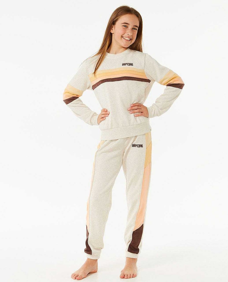 Girls Rip Curl Hoodies & Jumpers | Revival Pannelled Crew - Girls (8-14 Years) Oatmeal Marle