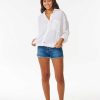 Women Rip Curl Shirts & Tops | Premium Linen Long Sleeve Button Through Shirt