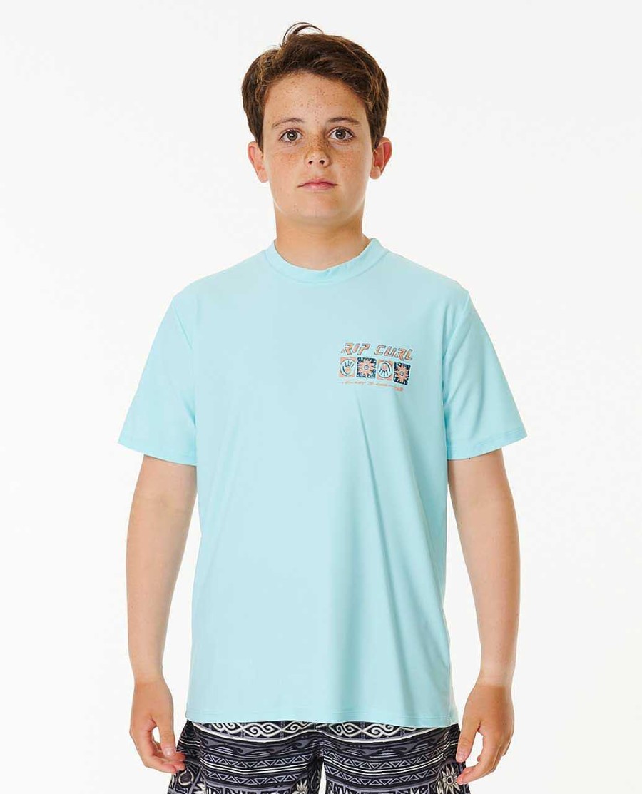 Kids Rip Curl Rash Guards & Vest | Pure Surf Uv Short Sleeve Rash Vest - Boys (8-16 Years)