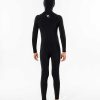 Kids Rip Curl Fullsuits | Junior Dawn Patrol 5/4 Hooded Chest Zip Wetsuit Black