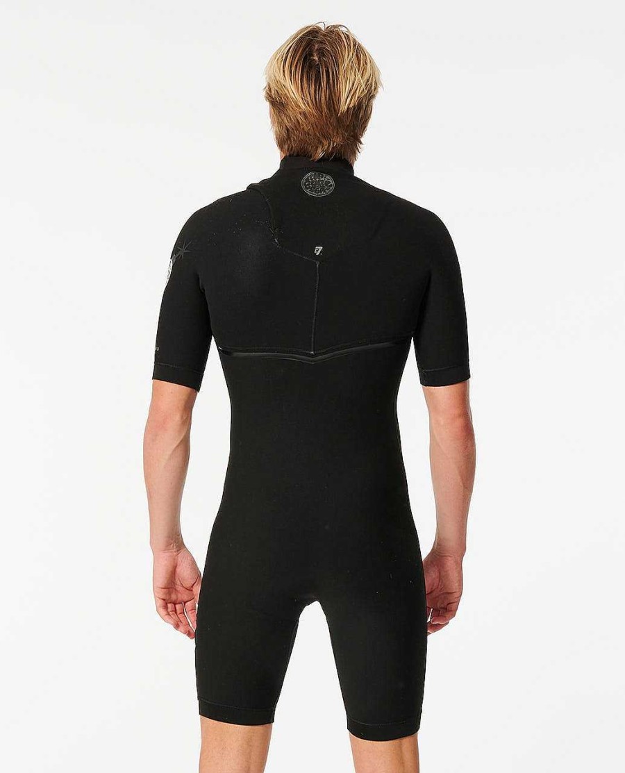 Men Rip Curl Springsuits | E-Bomb 2Mm Zip Free Short Sleeve Springsuit Black