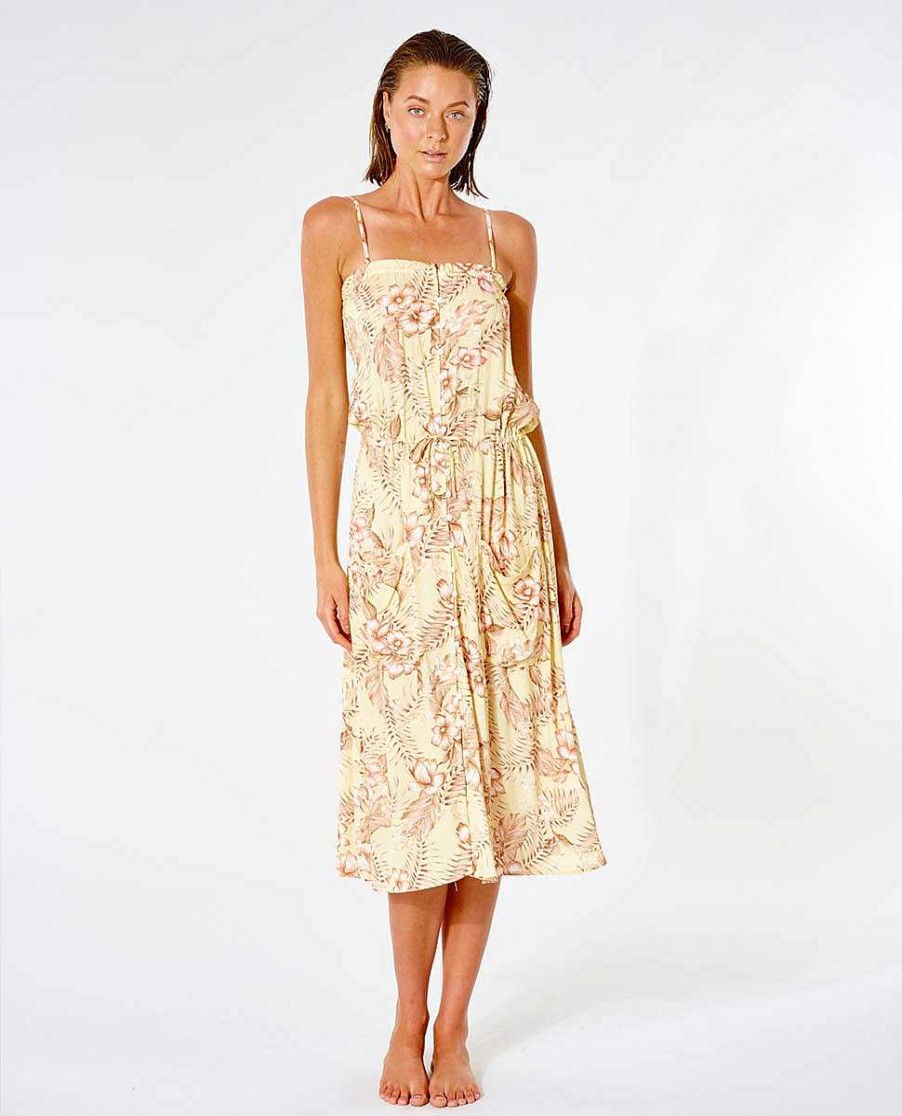 Women Rip Curl Dresses & Rompers | Playa Bella Midi Dress Light Yellow