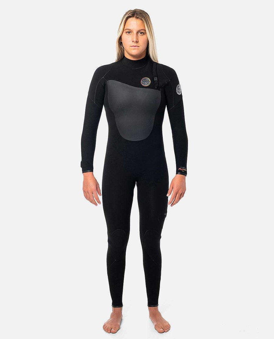 Women Rip Curl Fullsuits | E6 Women'S E7 Flashbomb Heatseeker 3/2 Zip Free Wetsuit Black